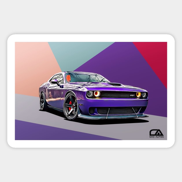 Dodge Challenger Illustration Sticker by GasAut0s